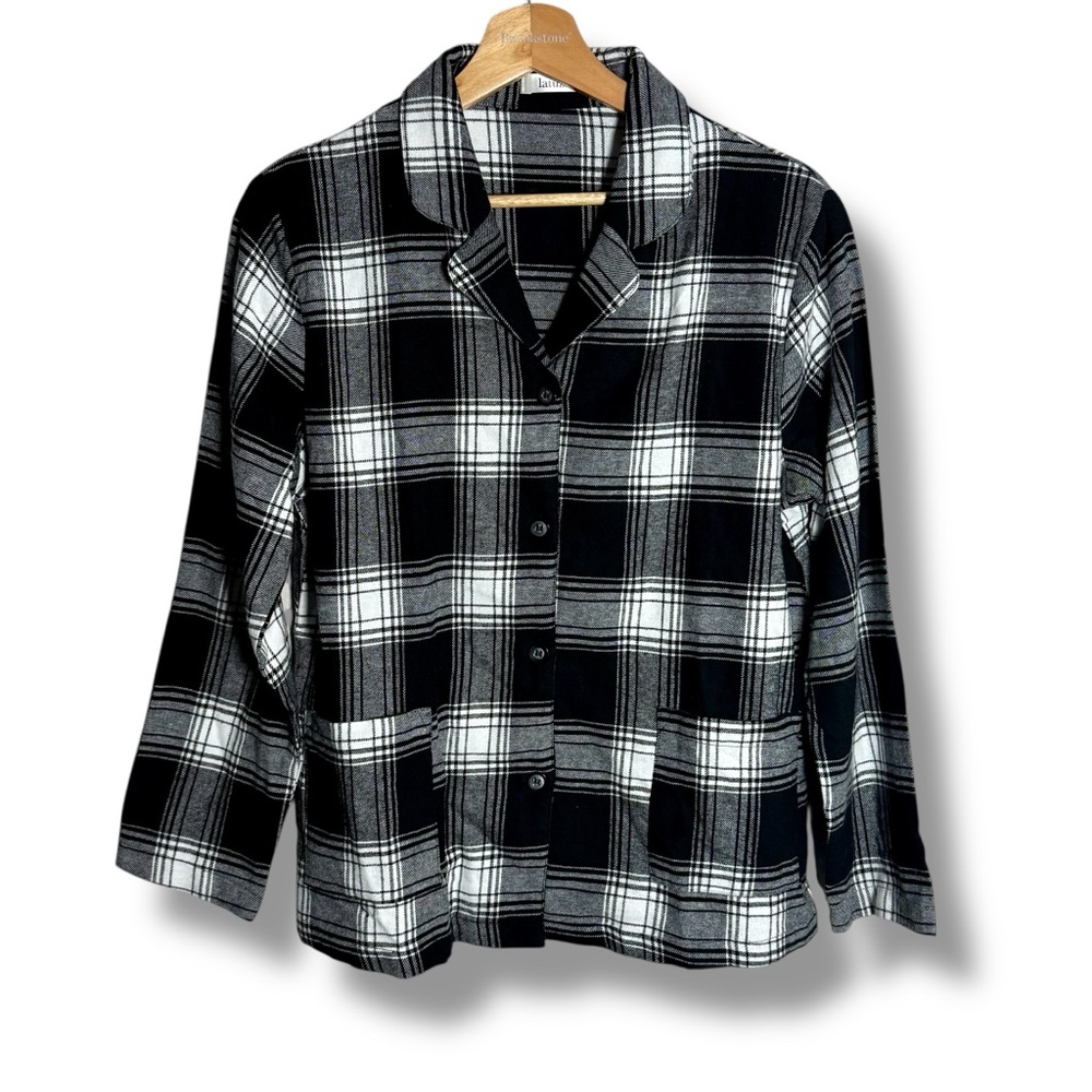 Latuza Petite Women's Cotton Button-Down Plaid Flannel Pajama Top